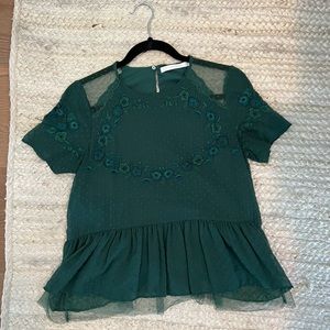 Zara green short sleeved blouse